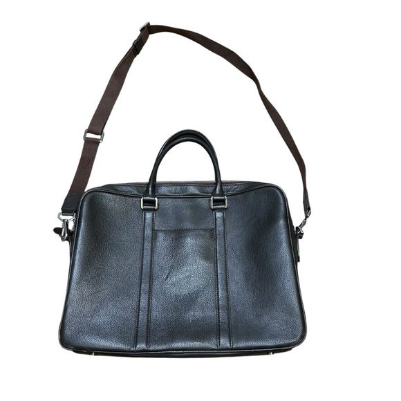 Suitsupply brown pebbled leather briefcase laptop messenger bag zip pockets - Picture 4 of 11